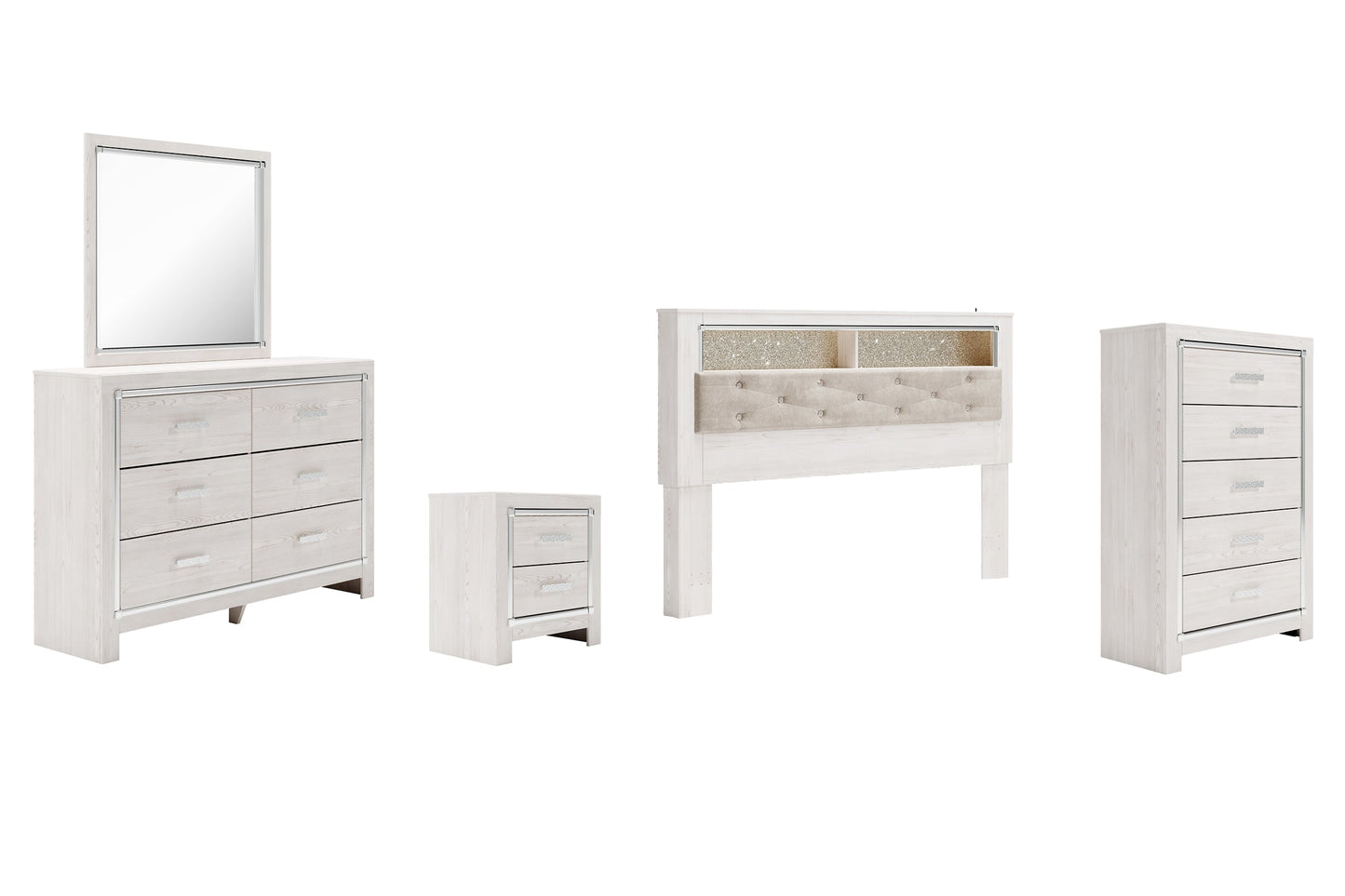 Altyra King Bookcase Headboard with Mirrored Dresser, Chest and Nightstand Furniture Mart - online today or in-store at our location in Duluth, Ga. Furniture Mart Georgia. View our lowest price today. Shop Now.