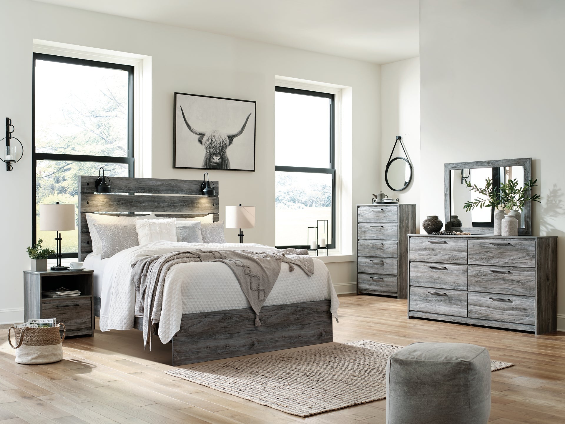 Baystorm Queen Panel Bed with Mirrored Dresser, Chest and Nightstand Furniture Mart -  online today or in-store at our location in Duluth, Ga. Furniture Mart Georgia. View our lowest price today. Shop Now. 