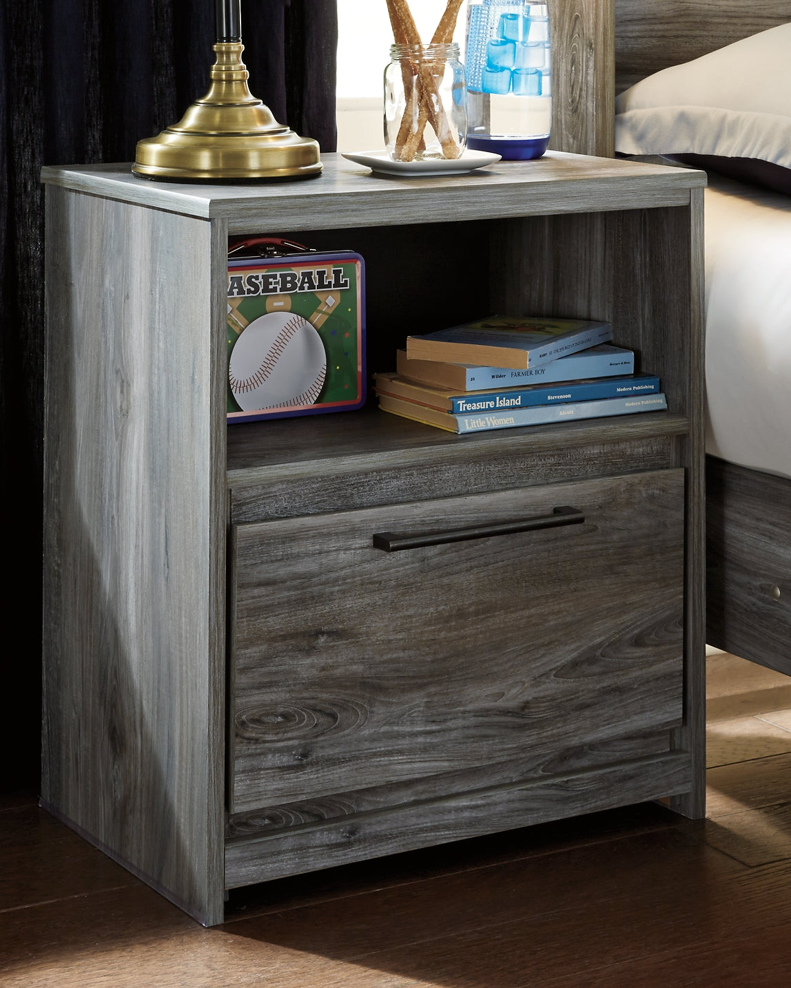 Baystorm Queen Panel Bed with Mirrored Dresser and Nightstand Furniture Mart -  online today or in-store at our location in Duluth, Ga. Furniture Mart Georgia. View our lowest price today. Shop Now. 