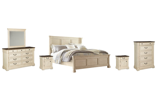 Bolanburg California King Panel Bed with Mirrored Dresser, Chest and 2 Nightstands Furniture Mart -  online today or in-store at our location in Duluth, Ga. Furniture Mart Georgia. View our lowest price today. Shop Now. 