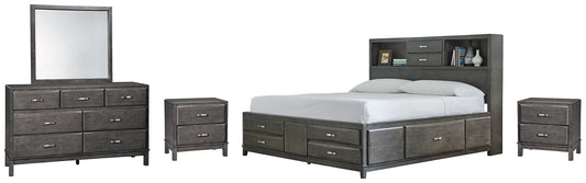 Caitbrook Queen Storage Bed with 8 Storage Drawers with Mirrored Dresser and 2 Nightstands Furniture Mart -  online today or in-store at our location in Duluth, Ga. Furniture Mart Georgia. View our lowest price today. Shop Now. 