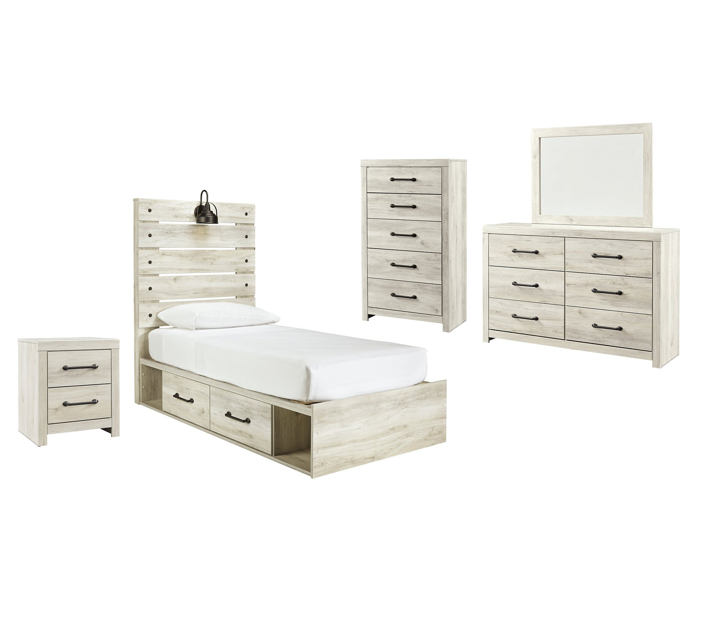 Cambeck Twin Panel Bed with 4 Storage Drawers with Mirrored Dresser, Chest and Nightstand Furniture Mart - online today or in-store at our location in Duluth, Ga. Furniture Mart Georgia. View our lowest price today. Shop Now.