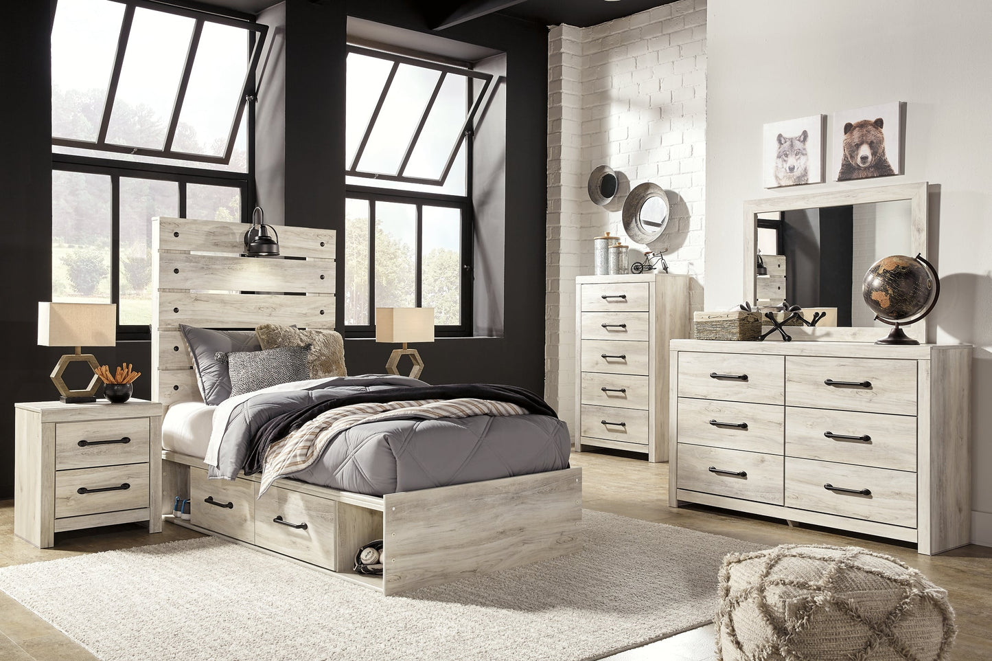 Cambeck Twin Panel Bed with 4 Storage Drawers with Mirrored Dresser, Chest and Nightstand Furniture Mart - online today or in-store at our location in Duluth, Ga. Furniture Mart Georgia. View our lowest price today. Shop Now.
