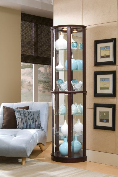 Chocolate Cherry Half Round Mirrored Curio Furniture Mart -  online today or in-store at our location in Duluth, Ga. Furniture Mart Georgia. View our lowest price today. Shop Now.