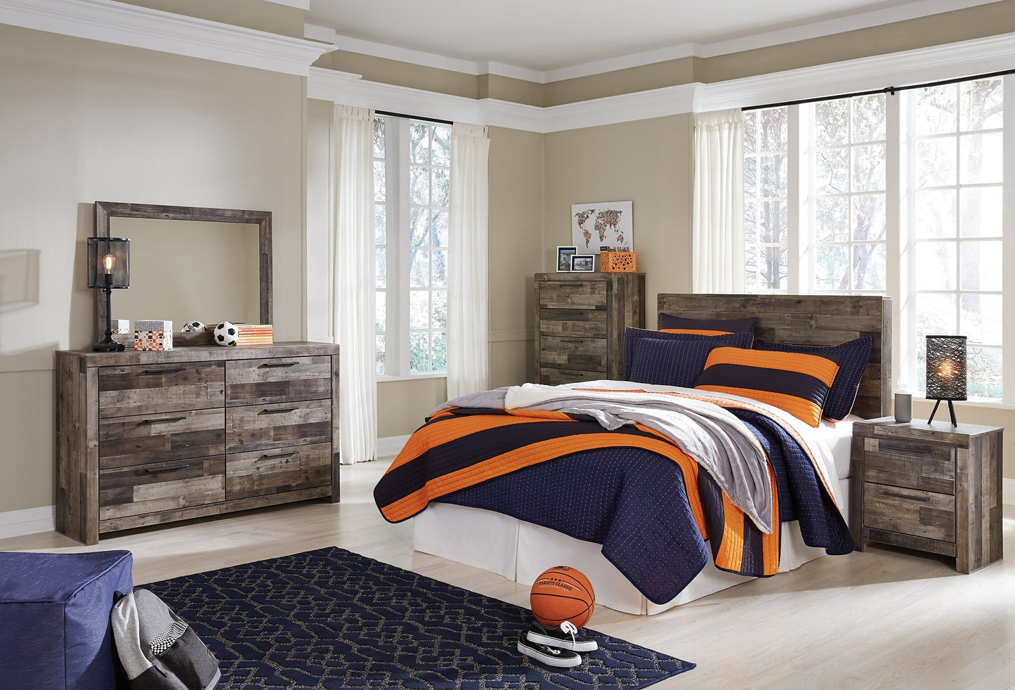 Derekson Full Panel Headboard with Mirrored Dresser, Chest and Nightstand Furniture Mart - online today or in-store at our location in Duluth, Ga. Furniture Mart Georgia. View our lowest price today. Shop Now.