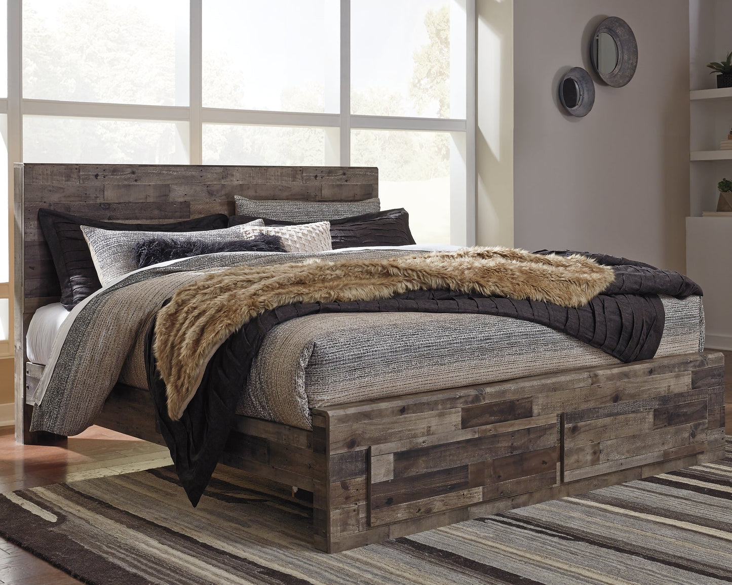 Derekson King Panel Bed with 2 Storage Drawers with Mirrored Dresser and 2 Nightstands Furniture Mart - online today or in-store at our location in Duluth, Ga. Furniture Mart Georgia. View our lowest price today. Shop Now.