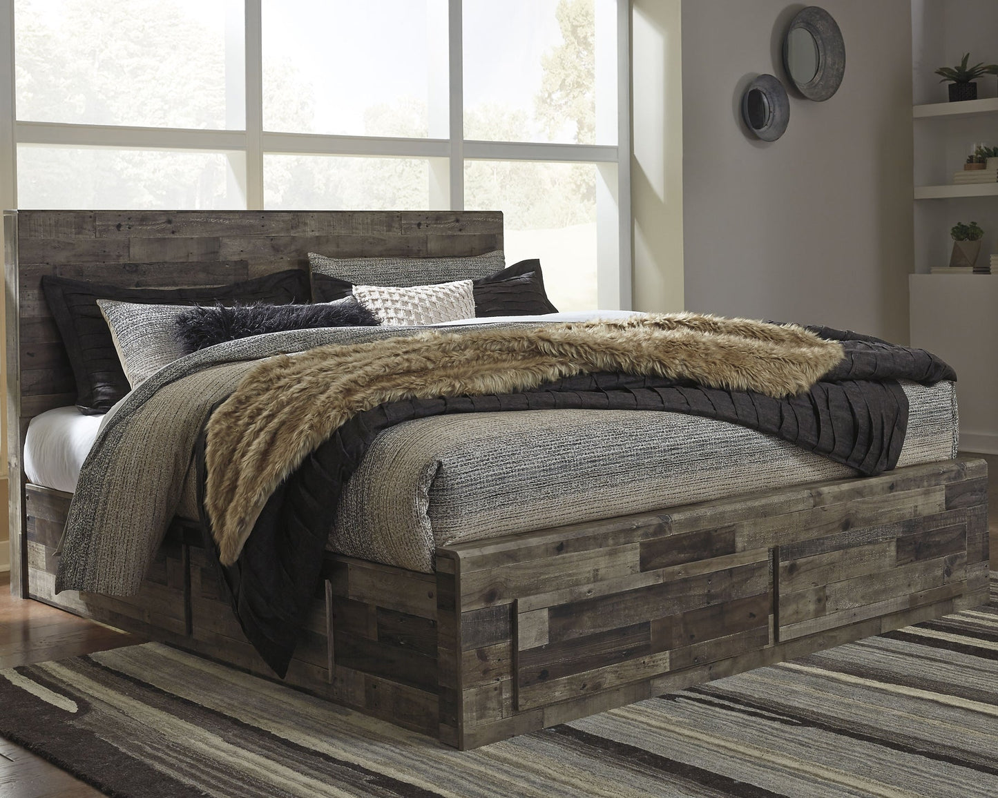 Derekson King Panel Bed with 4 Storage Drawers with Mirrored Dresser and 2 Nightstands Furniture Mart - online today or in-store at our location in Duluth, Ga. Furniture Mart Georgia. View our lowest price today. Shop Now.