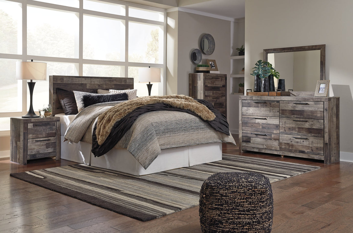 Derekson Queen/Full Panel Headboard with Mirrored Dresser, Chest and Nightstand Furniture Mart - online today or in-store at our location in Duluth, Ga. Furniture Mart Georgia. View our lowest price today. Shop Now.