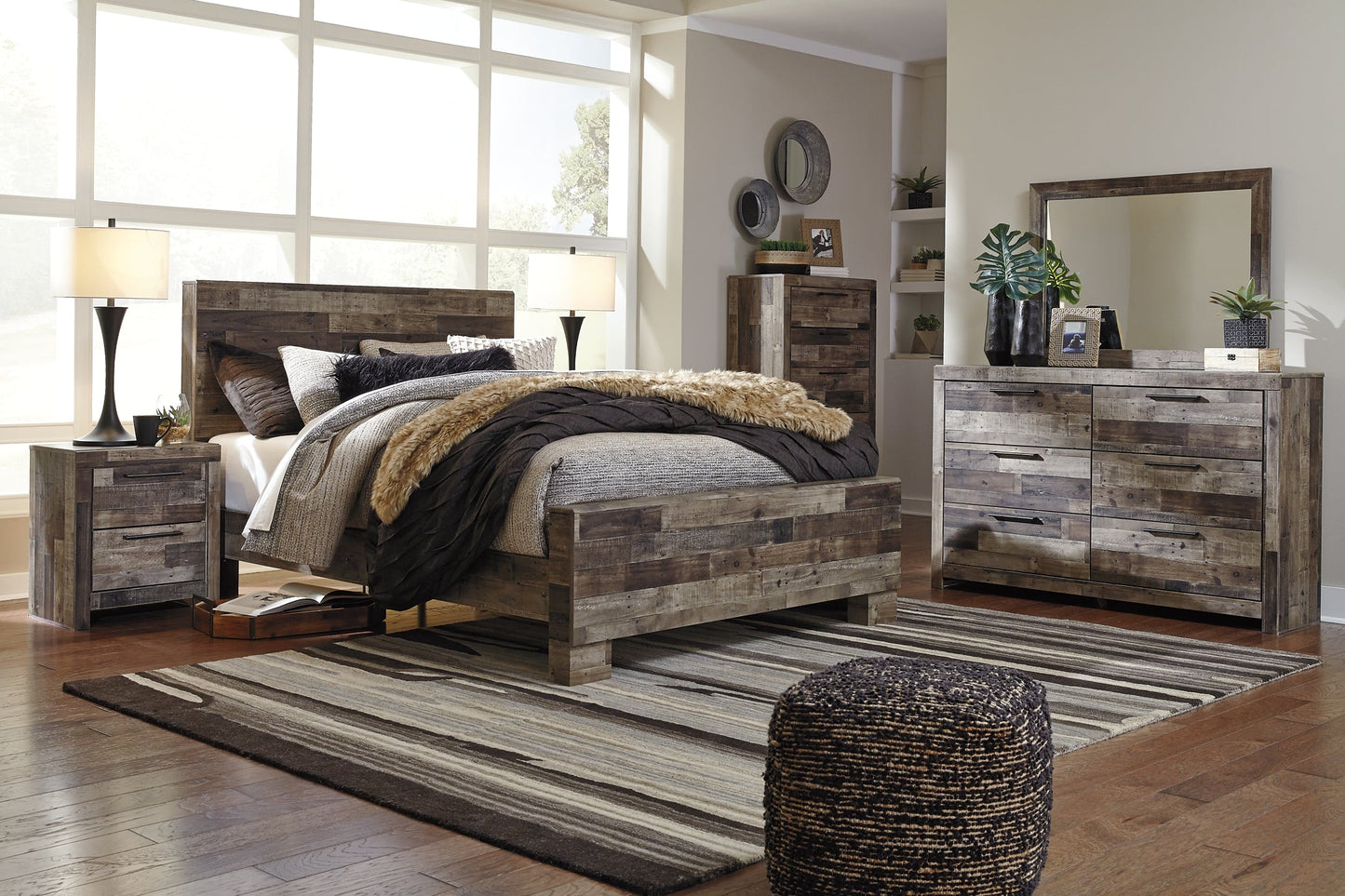 Derekson Queen Panel Bed with Mirrored Dresser, Chest and Nightstand Furniture Mart - online today or in-store at our location in Duluth, Ga. Furniture Mart Georgia. View our lowest price today. Shop Now.