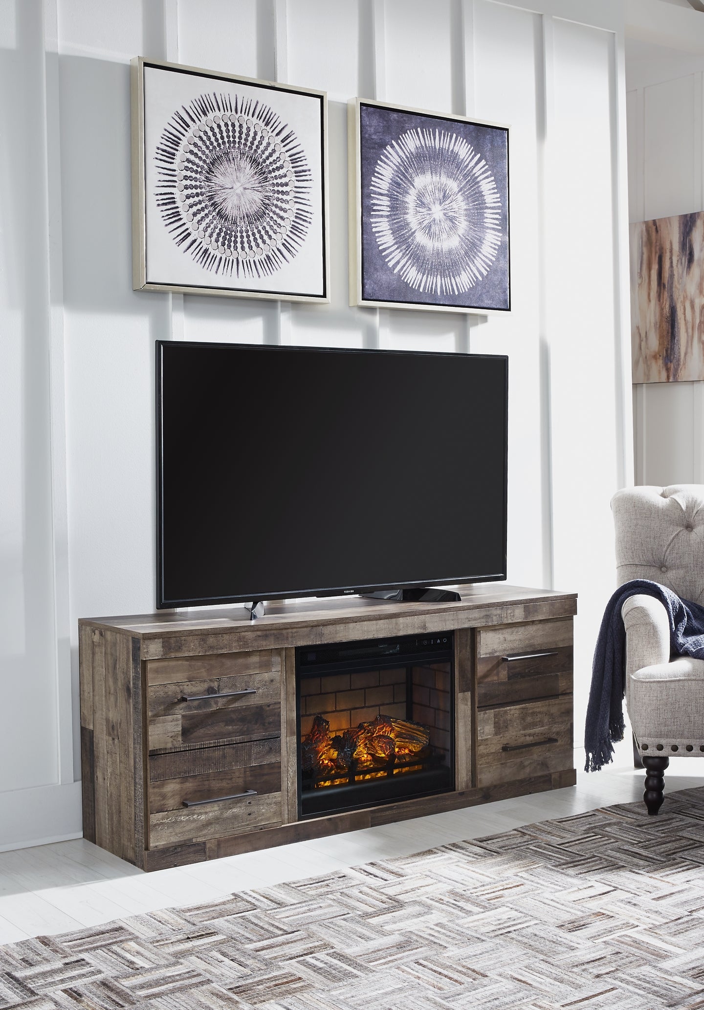Derekson TV Stand with Electric Fireplace Furniture Mart - online today or in-store at our location in Duluth, Ga. Furniture Mart Georgia. View our lowest price today. Shop Now.