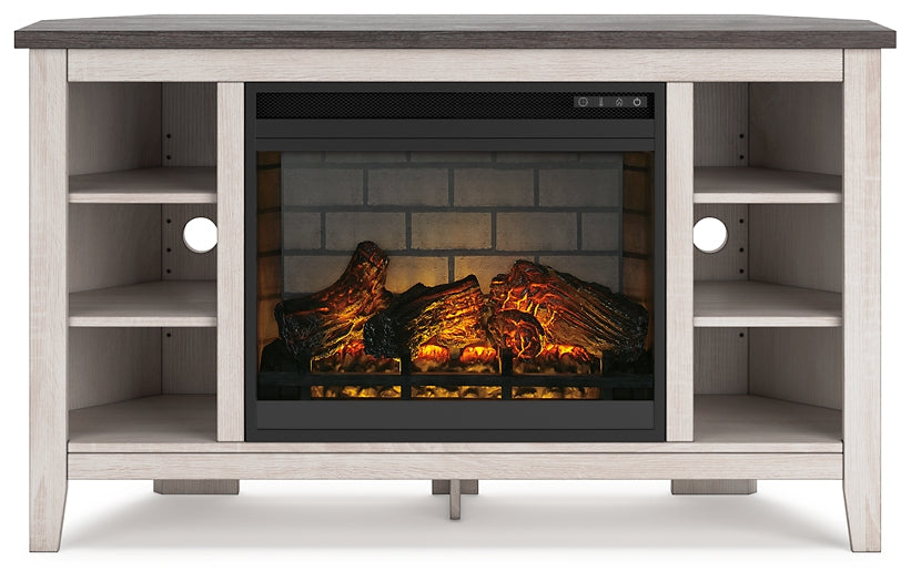 Dorrinson Corner TV Stand with Electric Fireplace Furniture Mart -  online today or in-store at our location in Duluth, Ga. Furniture Mart Georgia. View our lowest price today. Shop Now. 