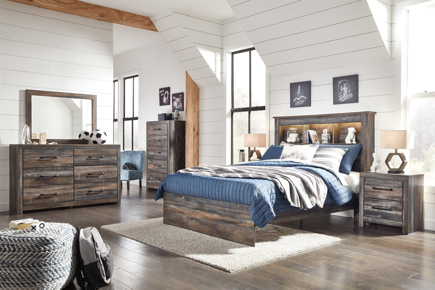 Drystan Full Bookcase Headboard with Mirrored Dresser, Chest and 2 Nightstands Furniture Mart - online today or in-store at our location in Duluth, Ga. Furniture Mart Georgia. View our lowest price today. Shop Now.