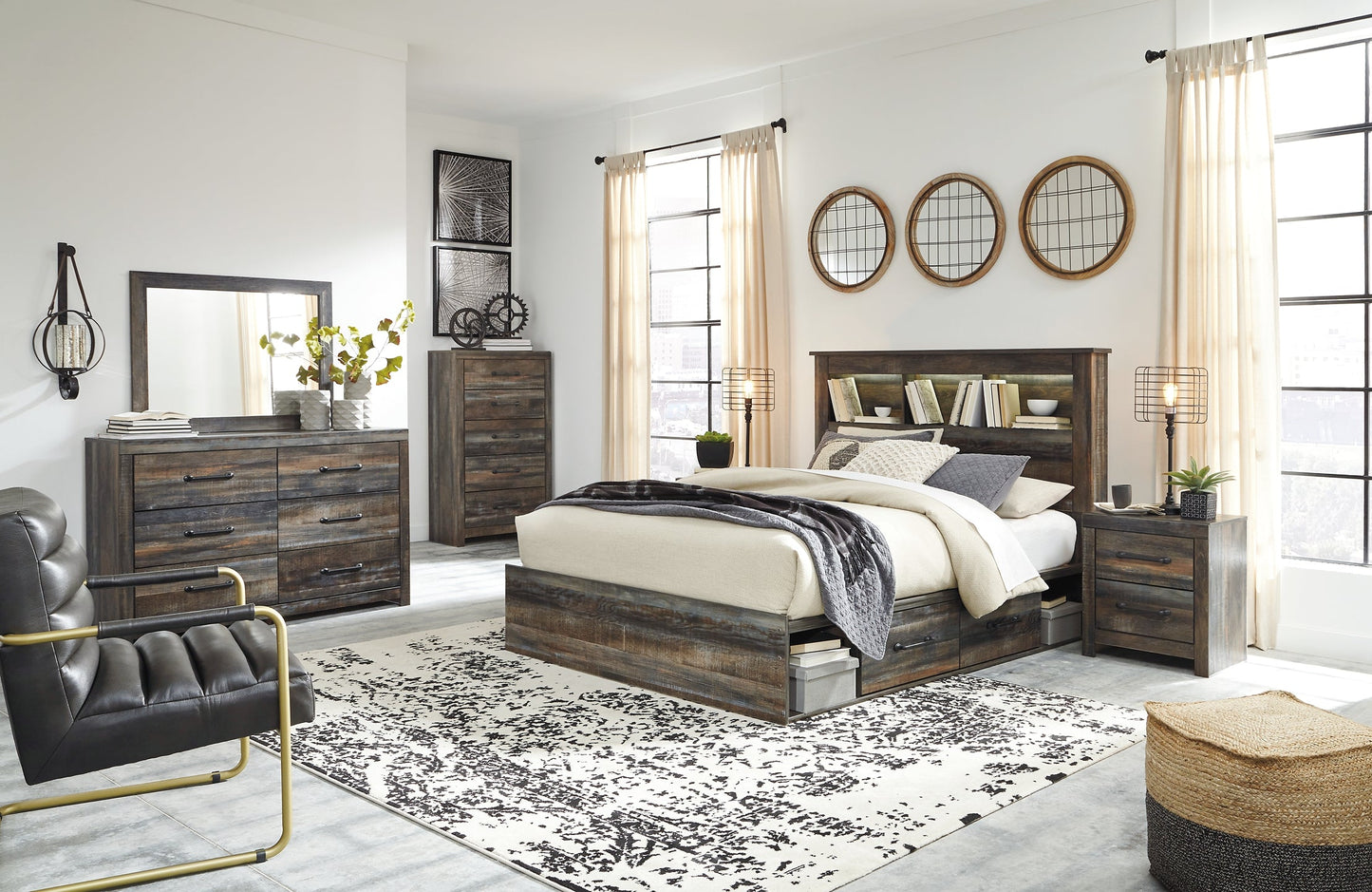 Drystan Queen Bookcase Bed with 2 Storage Drawers with Mirrored Dresser, Chest and 2 Nightstands Furniture Mart - online today or in-store at our location in Duluth, Ga. Furniture Mart Georgia. View our lowest price today. Shop Now.