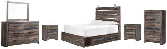 Drystan Queen Panel Bed with 4 Storage Drawers with Mirrored Dresser, Chest and 2 Nightstands Furniture Mart -  online today or in-store at our location in Duluth, Ga. Furniture Mart Georgia. View our lowest price today. Shop Now. 