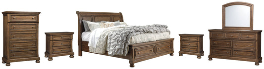 Flynnter Queen Sleigh Bed with 2 Storage Drawers with Mirrored Dresser, Chest and 2 Nightstands Furniture Mart -  online today or in-store at our location in Duluth, Ga. Furniture Mart Georgia. View our lowest price today. Shop Now. 