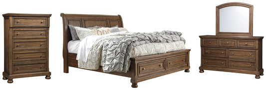 Flynnter Queen Sleigh Bed with 2 Storage Drawers with Mirrored Dresser and Chest Furniture Mart -  online today or in-store at our location in Duluth, Ga. Furniture Mart Georgia. View our lowest price today. Shop Now. 