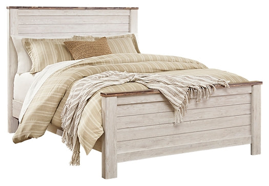 Willowton Panel Bed With Mirrored Dresser, Chest And 2 Nightstands