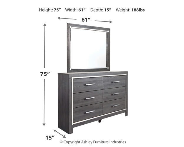 Lodanna Panel Bed With 2 Storage Drawers With Mirrored Dresser