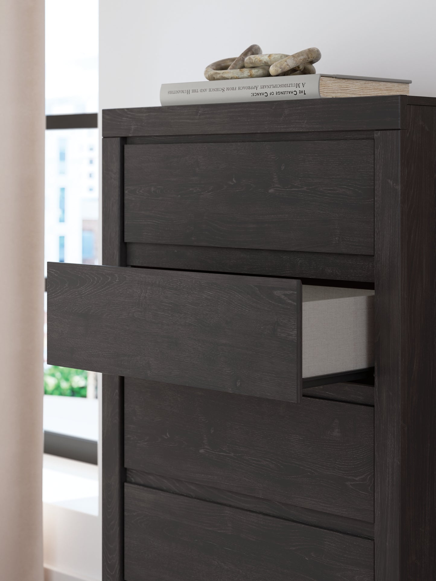 Queen Panel Bed with Mirrored Dresser, Chest and Nightstand