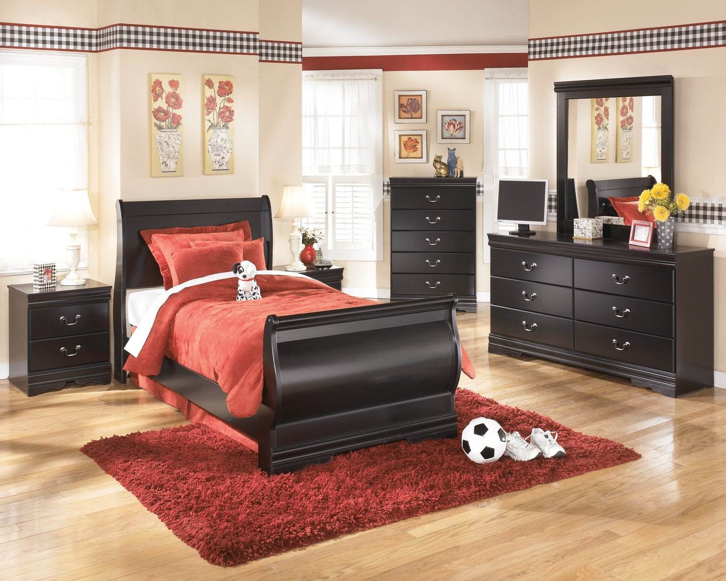 Huey Vineyard Full Sleigh Bed with Mirrored Dresser, Chest and 2 Nightstands Furniture Mart -  online today or in-store at our location in Duluth, Ga. Furniture Mart Georgia. View our lowest price today. Shop Now. 