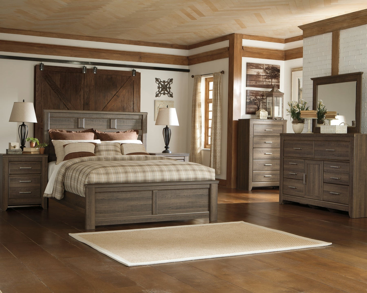 Juararo Queen Panel Bed with Mirrored Dresser, Chest and Nightstand Furniture Mart -  online today or in-store at our location in Duluth, Ga. Furniture Mart Georgia. View our lowest price today. Shop Now. 