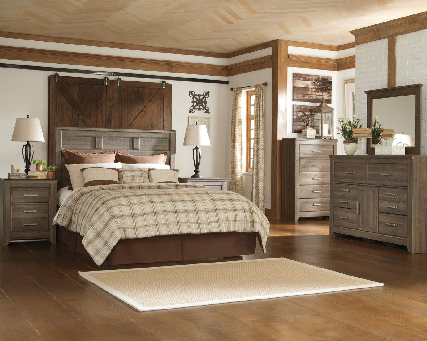 Juararo Queen Panel Headboard with Mirrored Dresser, Chest and Nightstand Furniture Mart - online today or in-store at our location in Duluth, Ga. Furniture Mart Georgia. View our lowest price today. Shop Now.