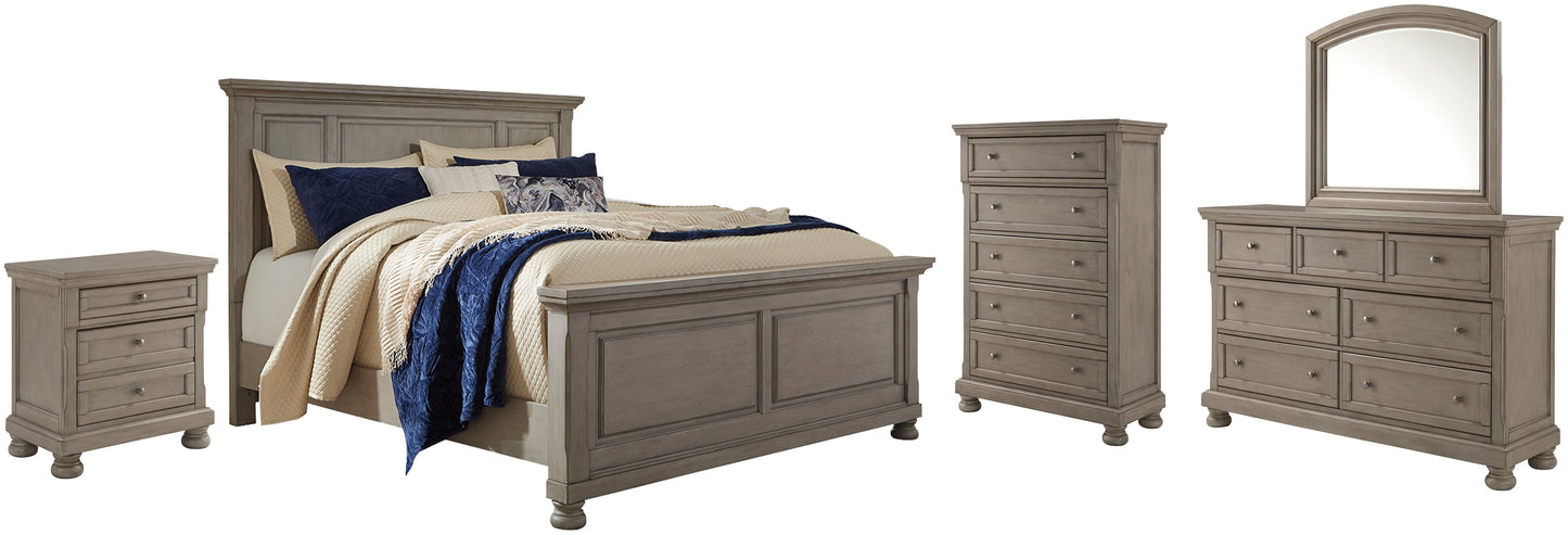 Lettner Queen Panel Bed with Mirrored Dresser, Chest and Nightstand Furniture Mart -  online today or in-store at our location in Duluth, Ga. Furniture Mart Georgia. View our lowest price today. Shop Now. 