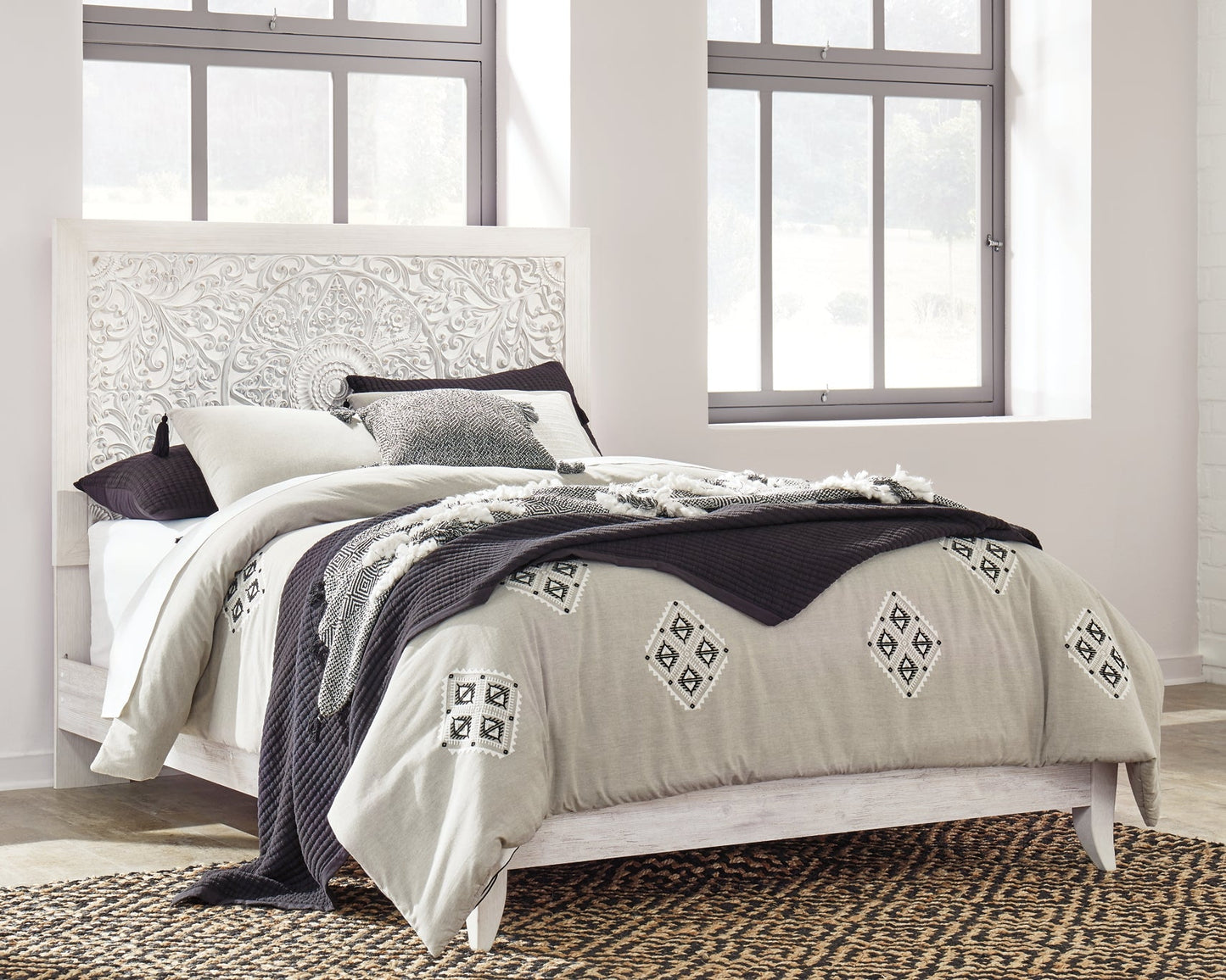 Paxberry Queen Panel Bed with Mirrored Dresser and Nightstand Furniture Mart - online today or in-store at our location in Duluth, Ga. Furniture Mart Georgia. View our lowest price today. Shop Now.