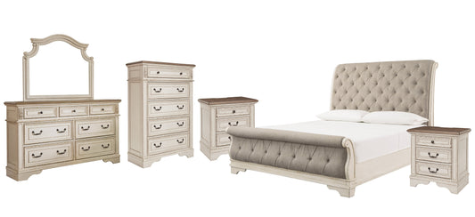 Realyn California King Sleigh Bed with Mirrored Dresser, Chest and 2 Nightstands Furniture Mart -  online today or in-store at our location in Duluth, Ga. Furniture Mart Georgia. View our lowest price today. Shop Now. 