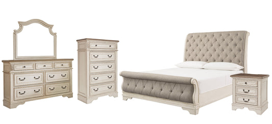 Realyn California King Sleigh Bed with Mirrored Dresser, Chest and Nightstand Furniture Mart -  online today or in-store at our location in Duluth, Ga. Furniture Mart Georgia. View our lowest price today. Shop Now. 