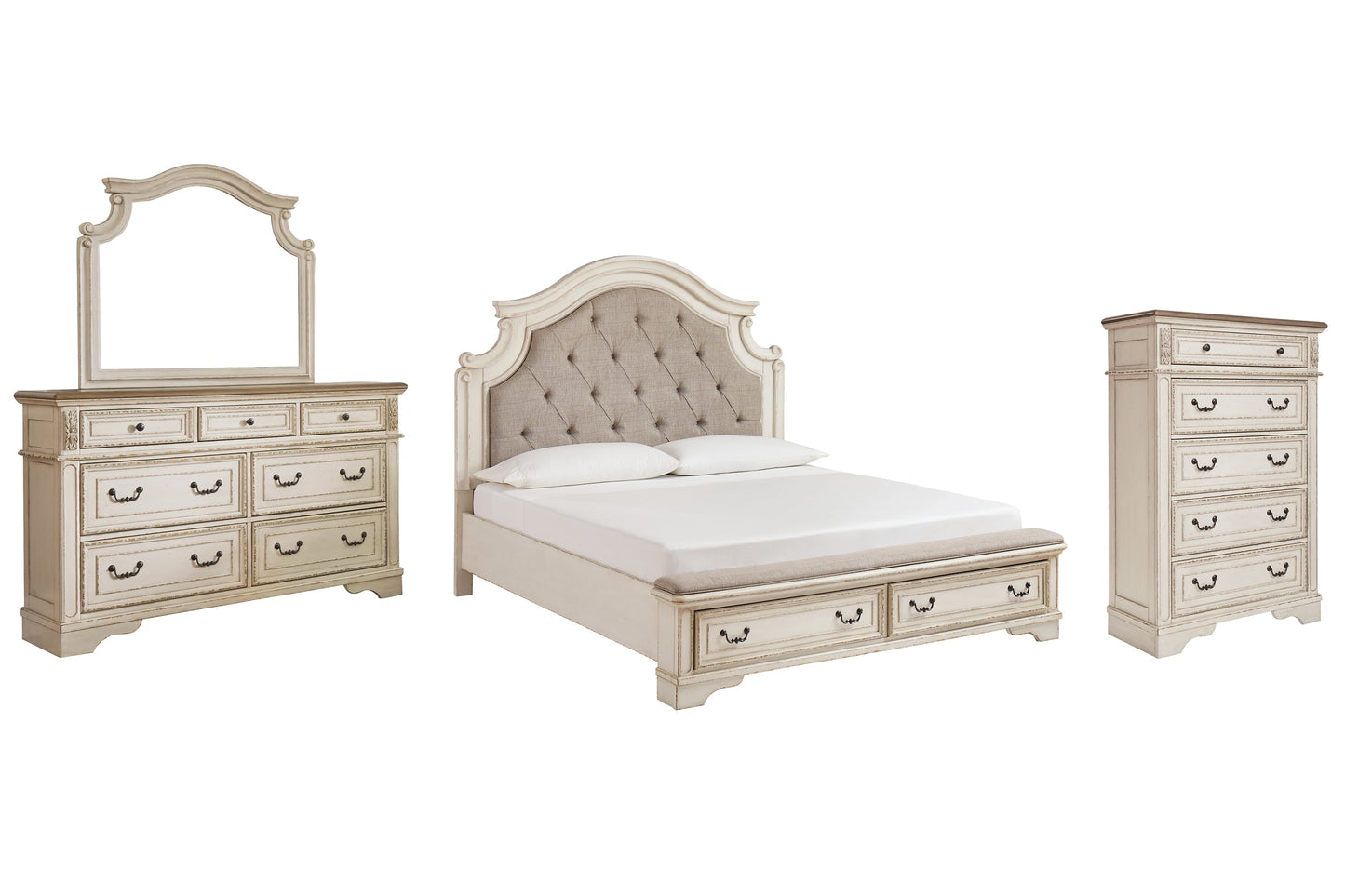 Realyn King Upholstered Bed with Mirrored Dresser and Chest Furniture Mart - online today or in-store at our location in Duluth, Ga. Furniture Mart Georgia. View our lowest price today. Shop Now.