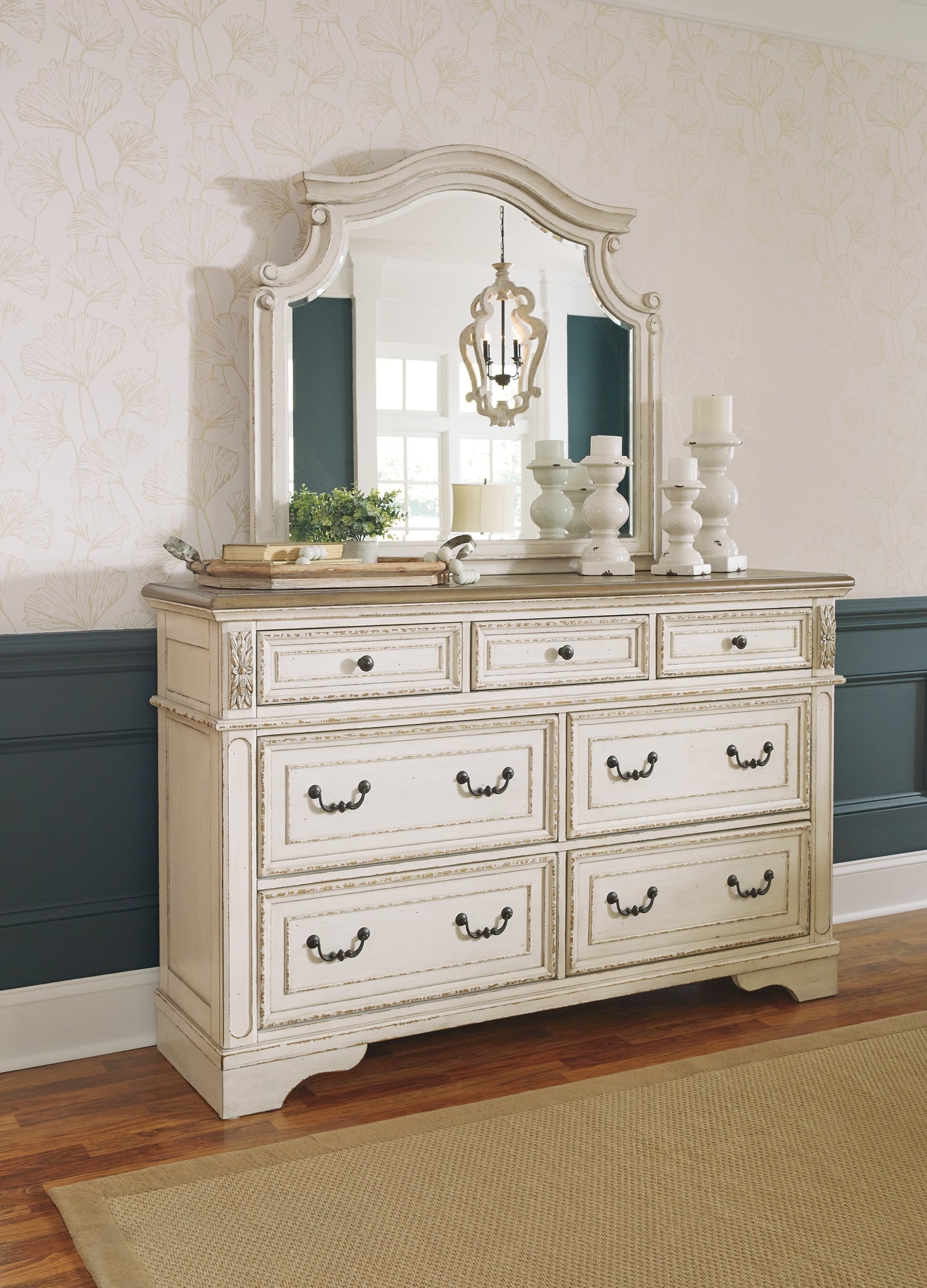 Realyn Queen Upholstered Panel Bed with Mirrored Dresser and 2 Nightstands Furniture Mart -  online today or in-store at our location in Duluth, Ga. Furniture Mart Georgia. View our lowest price today. Shop Now. 