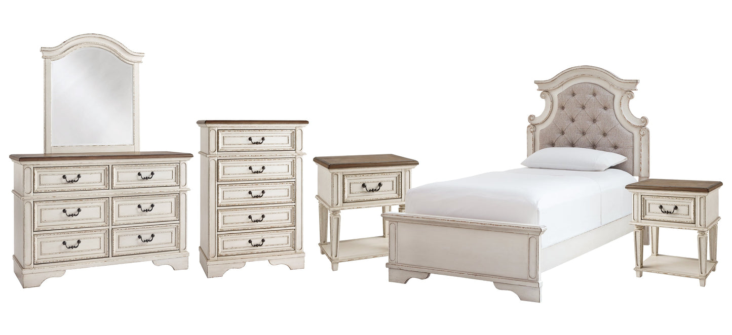 Realyn Twin Panel Bed with Mirrored Dresser, Chest and 2 Nightstands Furniture Mart -  online today or in-store at our location in Duluth, Ga. Furniture Mart Georgia. View our lowest price today. Shop Now. 