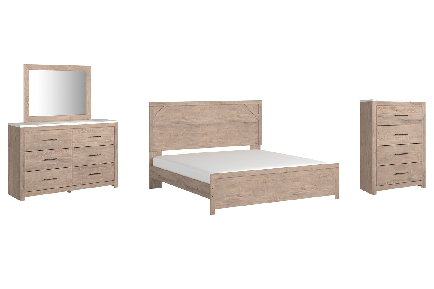 Senniberg King Panel Bed with Mirrored Dresser and Chest Furniture Mart - online today or in-store at our location in Duluth, Ga. Furniture Mart Georgia. View our lowest price today. Shop Now.