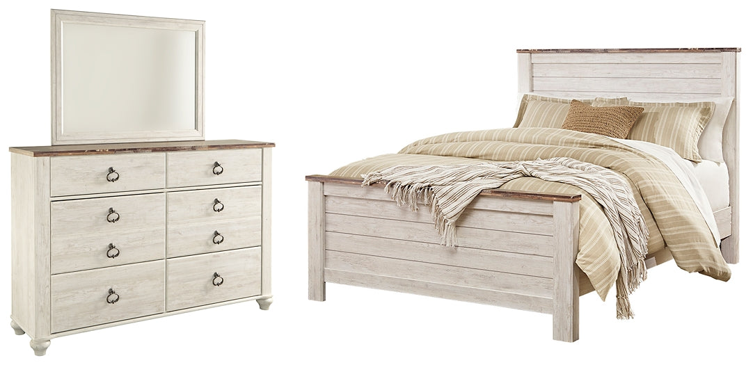 Willowton Queen Panel Bed with Mirrored Dresser Furniture Mart - online today or in-store at our location in Duluth, Ga. Furniture Mart Georgia. View our lowest price today. Shop Now.
