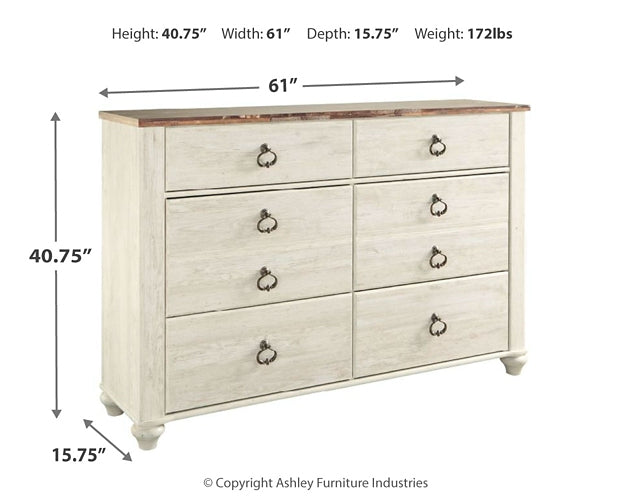 Willowton Six Drawer Dresser Furniture Mart - online today or in-store at our location in Duluth, Ga. Furniture Mart Georgia. View our lowest price today. Shop Now.