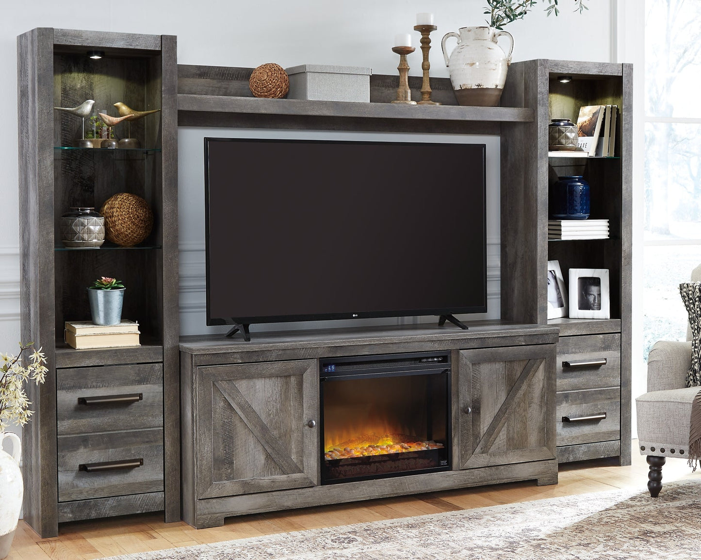Wynnlow 4-Piece Entertainment Center with Electric Fireplace Furniture Mart - online today or in-store at our location in Duluth, Ga. Furniture Mart Georgia. View our lowest price today. Shop Now.