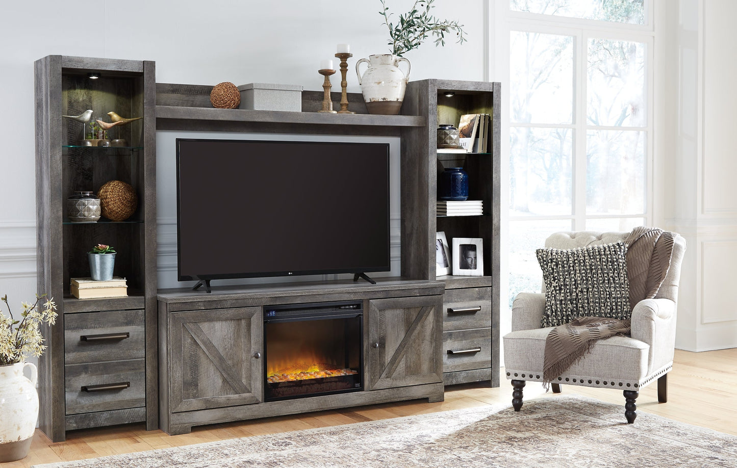 Wynnlow 4-Piece Entertainment Center with Electric Fireplace Furniture Mart - online today or in-store at our location in Duluth, Ga. Furniture Mart Georgia. View our lowest price today. Shop Now.