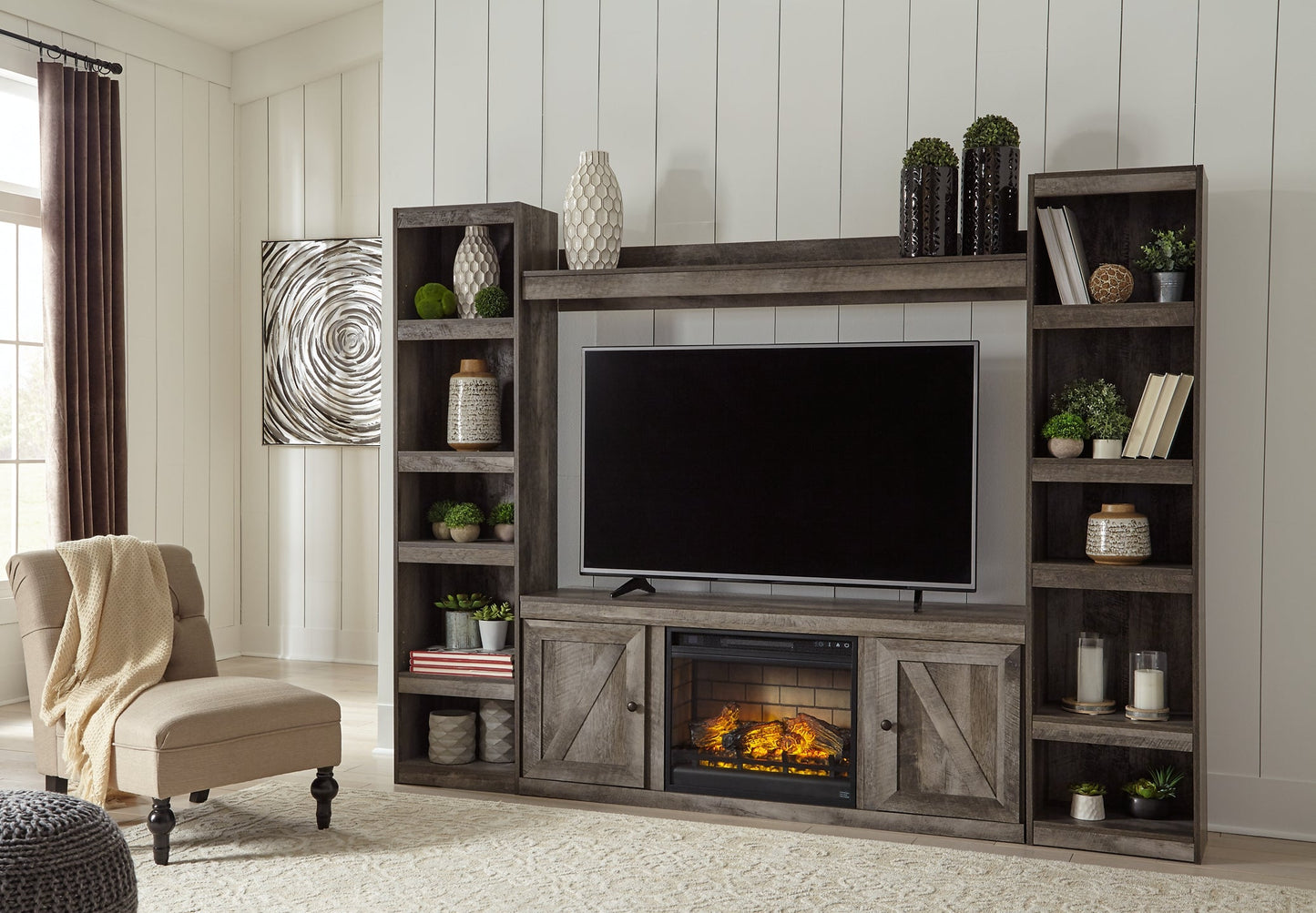 Wynnlow 4-Piece Entertainment Center with Electric Fireplace Furniture Mart -  online today or in-store at our location in Duluth, Ga. Furniture Mart Georgia. View our lowest price today. Shop Now. 