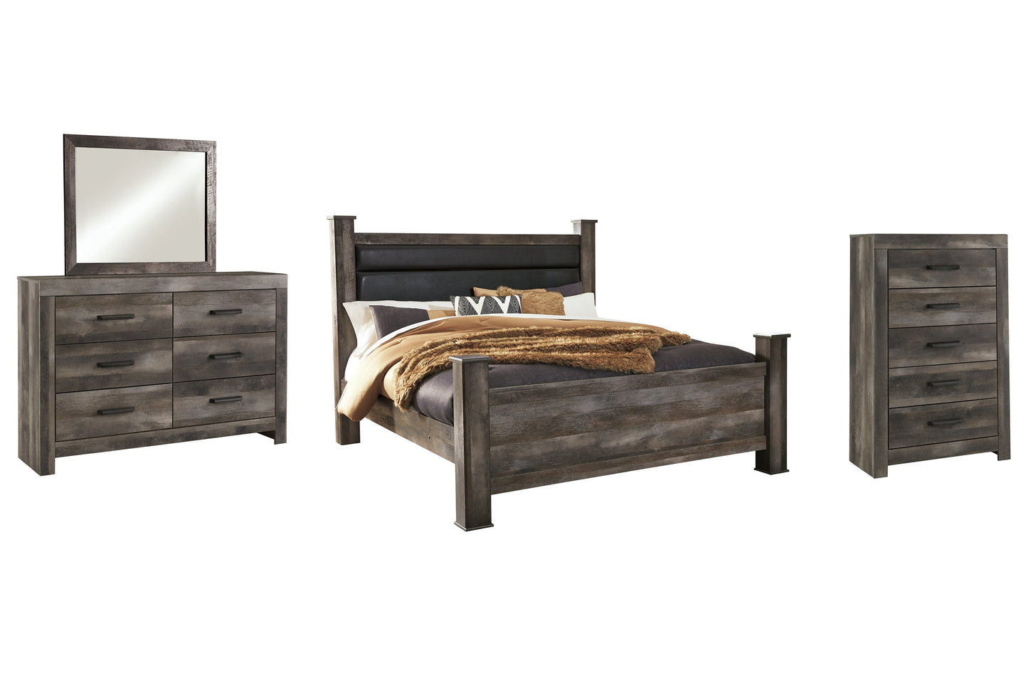 Wynnlow King Poster Bed with Mirrored Dresser and Chest Furniture Mart -  online today or in-store at our location in Duluth, Ga. Furniture Mart Georgia. View our lowest price today. Shop Now. 