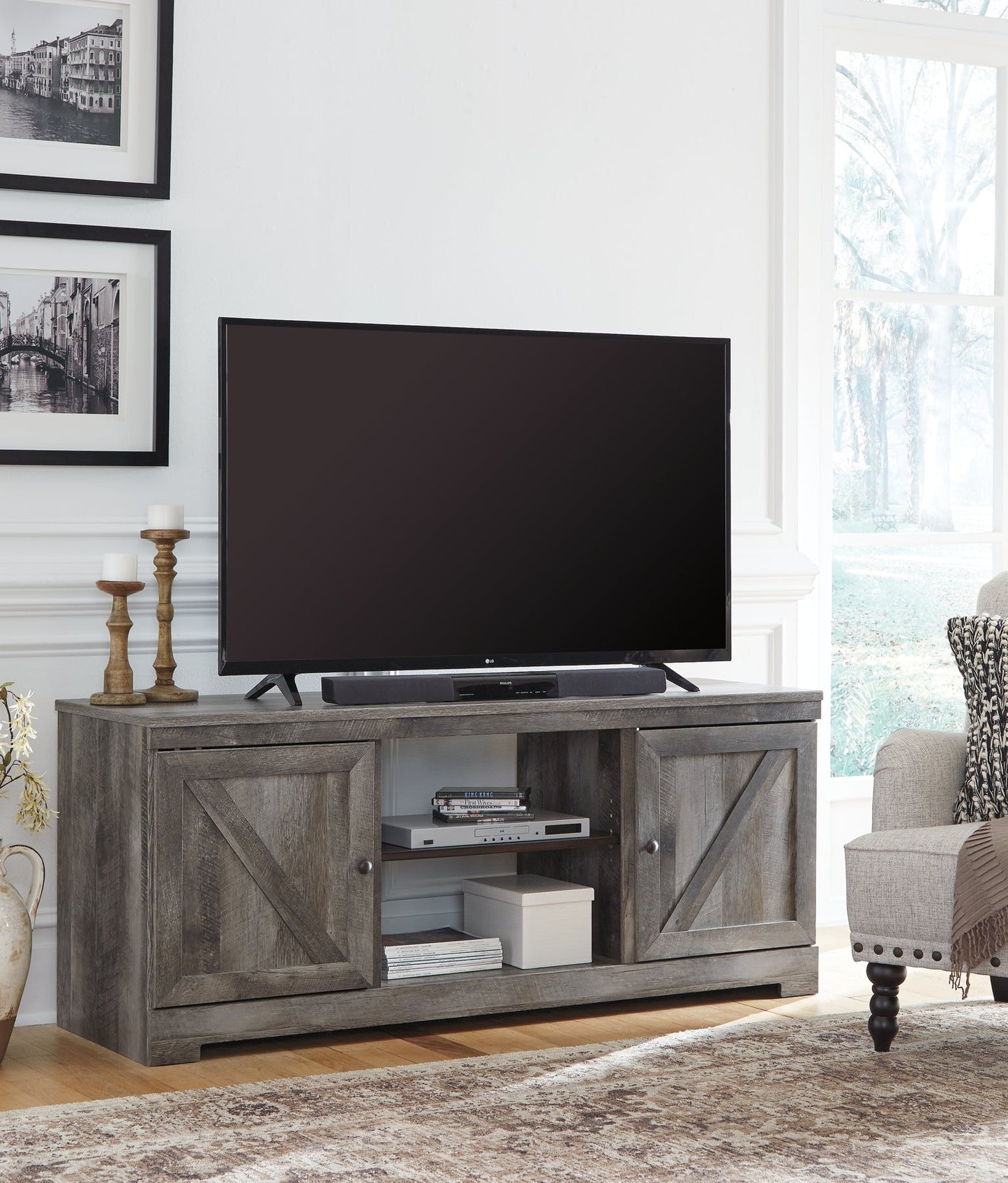 Wynnlow LG TV Stand w/Fireplace Option Furniture Mart -  online today or in-store at our location in Duluth, Ga. Furniture Mart Georgia. View our lowest price today. Shop Now. 