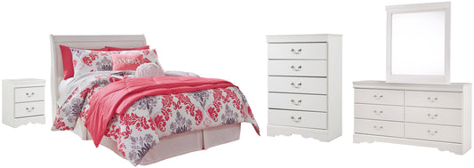 Anarasia Full Sleigh Headboard with Mirrored Dresser, Chest and Nightstand Furniture Mart -  online today or in-store at our location in Duluth, Ga. Furniture Mart Georgia. View our lowest price today. Shop Now. 