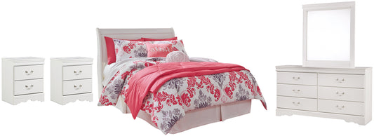 Anarasia Full Sleigh Headboard with Mirrored Dresser and 2 Nightstands Furniture Mart -  online today or in-store at our location in Duluth, Ga. Furniture Mart Georgia. View our lowest price today. Shop Now. 