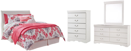 Anarasia Full Sleigh Headboard with Mirrored Dresser and Chest Furniture Mart -  online today or in-store at our location in Duluth, Ga. Furniture Mart Georgia. View our lowest price today. Shop Now. 