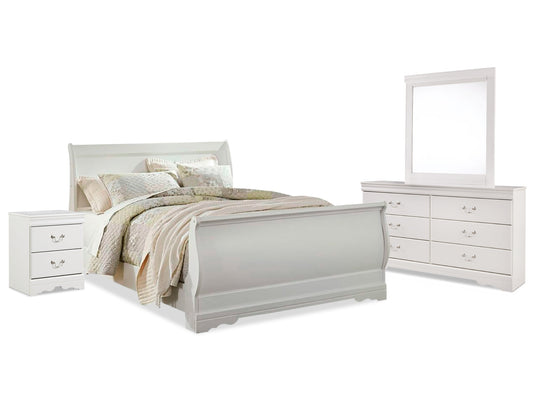 Anarasia Queen Sleigh Bed with Mirrored Dresser and Nightstand Furniture Mart -  online today or in-store at our location in Duluth, Ga. Furniture Mart Georgia. View our lowest price today. Shop Now. 