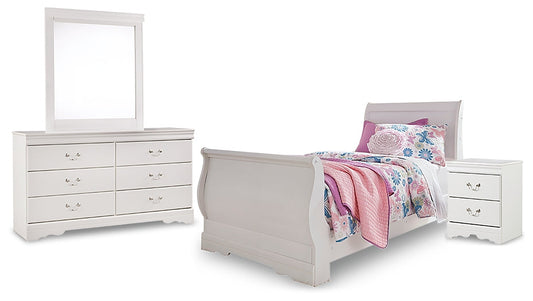Anarasia Twin Sleigh Bed with Mirrored Dresser and Nightstand Furniture Mart -  online today or in-store at our location in Duluth, Ga. Furniture Mart Georgia. View our lowest price today. Shop Now. 