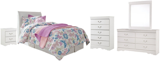 Anarasia Twin Sleigh Headboard with Mirrored Dresser, Chest and Nightstand Furniture Mart -  online today or in-store at our location in Duluth, Ga. Furniture Mart Georgia. View our lowest price today. Shop Now. 