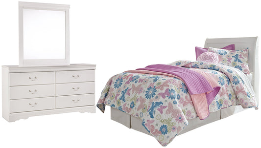 Anarasia Twin Sleigh Headboard with Mirrored Dresser Furniture Mart -  online today or in-store at our location in Duluth, Ga. Furniture Mart Georgia. View our lowest price today. Shop Now. 