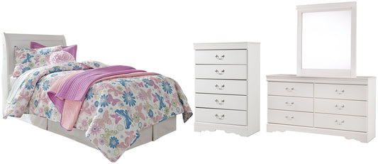 Anarasia Twin Sleigh Headboard with Mirrored Dresser and Chest Furniture Mart -  online today or in-store at our location in Duluth, Ga. Furniture Mart Georgia. View our lowest price today. Shop Now. 