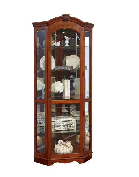 Arched Medallion Cherry Mirrored Corner Curio Furniture Mart -  online today or in-store at our location in Duluth, Ga. Furniture Mart Georgia. View our lowest price today. Shop Now. 